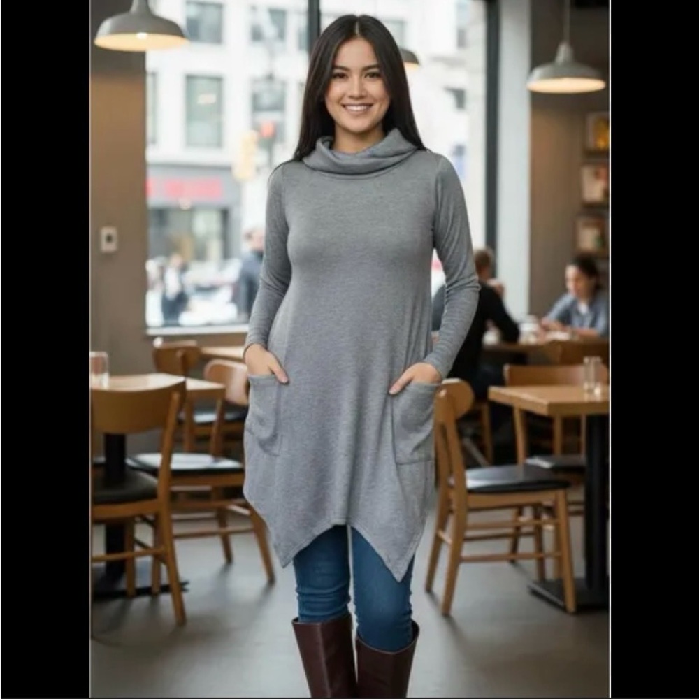 Magnolia grace size S woman Charcoal Cowl Neck Sweater